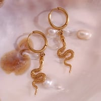 Image 1 of 18K Gold Plated Snake Drop Earrings