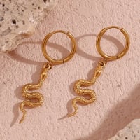 Image 3 of 18K Gold Plated Snake Drop Earrings