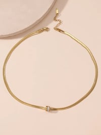 Image 2 of 18K Gold Plated Circle Rhinestone Necklace