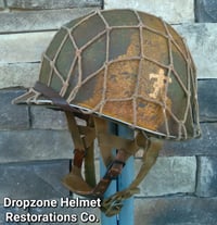 Image 1 of WWII M2 Airborne Helmet 509th PIB D-bale Front Seam Paratrooper Liner Southern France