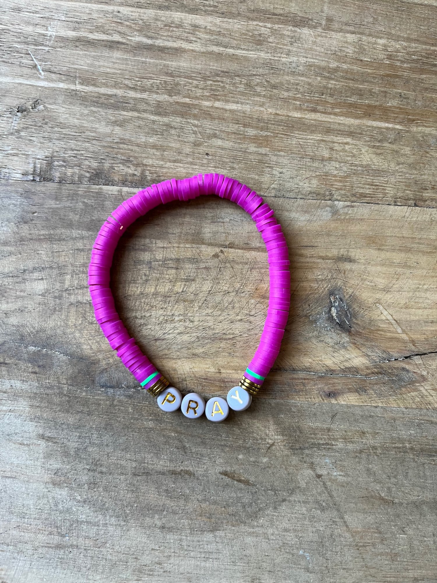 Image of Fuschia & Taupe PRAY bracelet