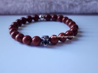 Image 4 of Red Jasper Gemstone Bracelet/ Men Bracelet/Stretch Gemstone Bracelet