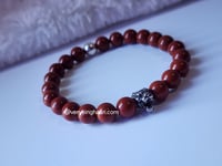 Image 2 of Red Jasper Gemstone Bracelet/ Men Bracelet/Stretch Gemstone Bracelet