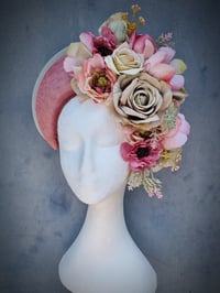 Image 2 of Floral halo crown in sage and pinks