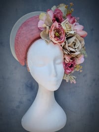 Image 3 of Floral halo crown in sage and pinks