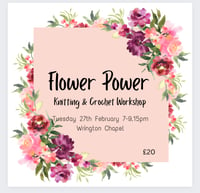 Image 1 of Flower Power Crochet & Knitting workshop February 27th  7-9.15pm