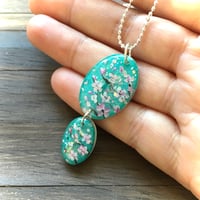 Image 4 of Cherry Blossom Turquoise Double Drop Necklace