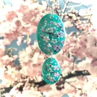 Image 1 of Cherry Blossom Turquoise Double Drop Necklace