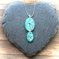 Image 2 of Cherry Blossom Turquoise Double Drop Necklace