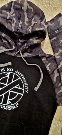 Image 2 of Crass No Authority black/camo hoodie