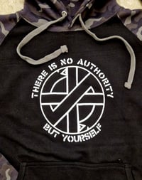 Image 3 of Crass No Authority black/camo hoodie