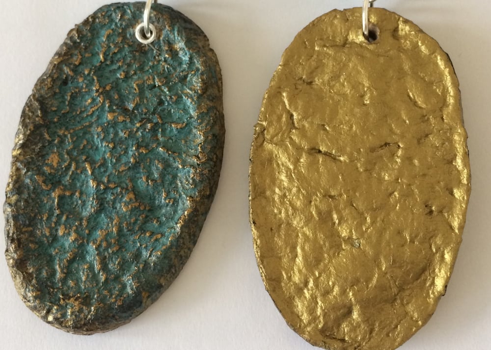Image of Paper Mache Earrings with Silver plate hook.