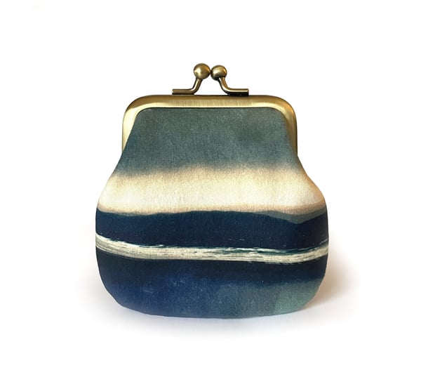 Image of Seascape, velvet kisslock purse with plant-dyed lining