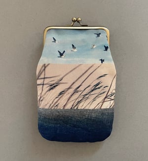 Image of Birds + reeds, glasses case with kisslock frame