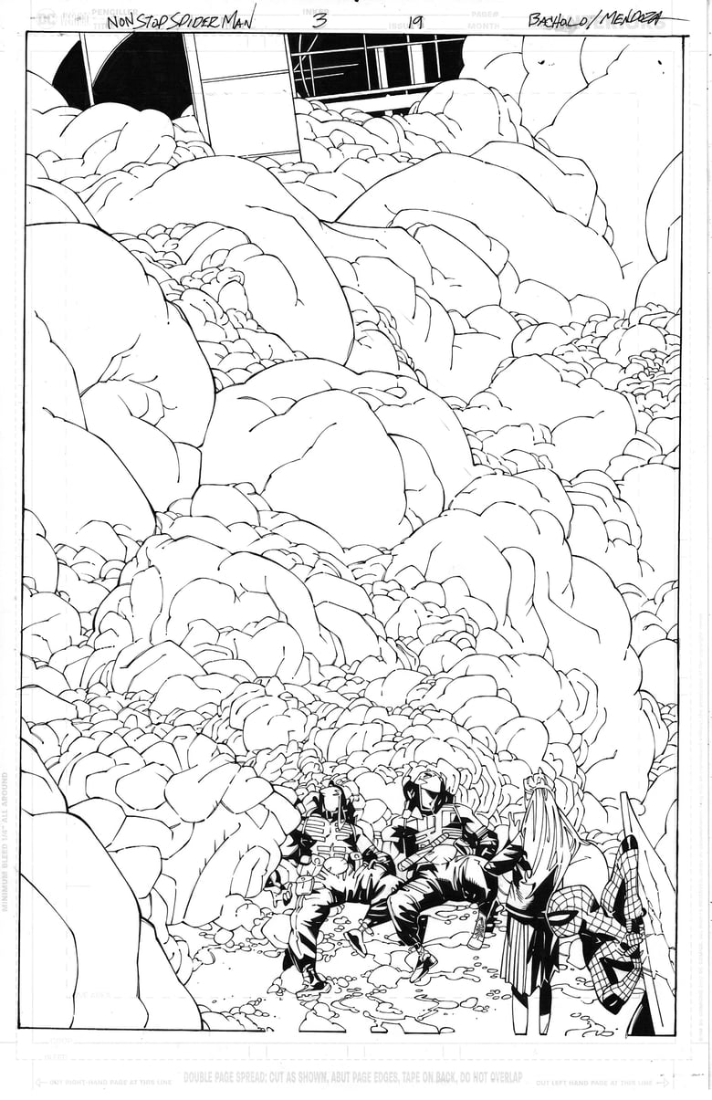 Image of NON-STOP SPIDER-MAN issue 3  page 19--SPLASH--includes pencils and blue line inks