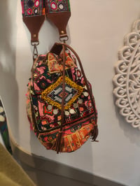 Image 2 of Slouch bag embellished afghan charms pink