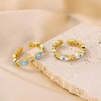 Image 1 of 18K Gold Plated Evil Eye Open Ring