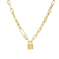 Image 3 of 18K Gold Plated Lock Necklace