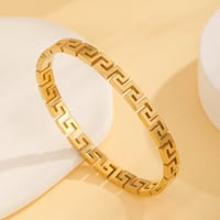 Image 1 of 18K Gold Plated Greek Key Bangle