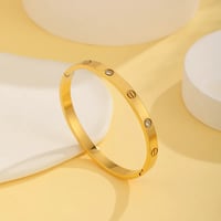 Image 1 of 18K Gold Plated Zircon Screw Bangle