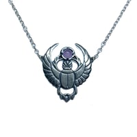 Image 1 of READY TO SHIP: Winged Scarab necklace in oxidized sterling silver