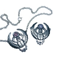 Image 3 of READY TO SHIP: Winged Scarab necklace in oxidized sterling silver