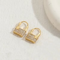 Image 2 of 14K Gold Plated Lock Earrings