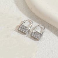 Image 3 of 14K Gold Plated Lock Earrings