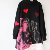 Image 4 of hearts tiedye wave 10/12 COURTNEYCOURTNEY hooded hood hoodie sweatshirt pink dyed