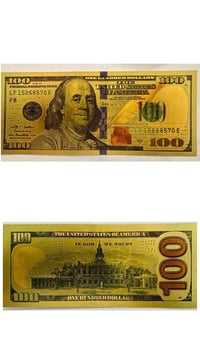 Image 1 of Gold Hundred Bill For Good Luck