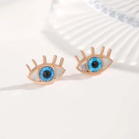 Image 1 of Rose Gold Plated Blue Eye Earrings