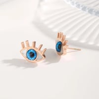 Image 2 of Rose Gold Plated Blue Eye Earrings