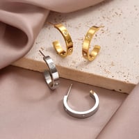 Image 1 of 14K Gold Plated Zircon Hoop Earrings 