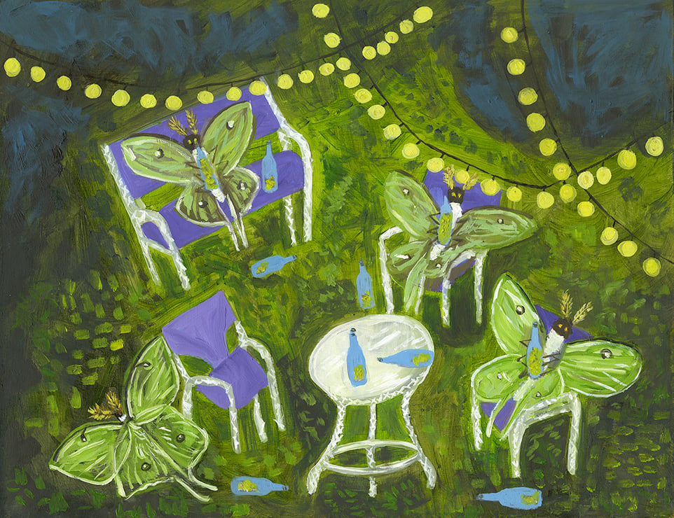 Image of Luna Moths - drunk on light.  limited edition print