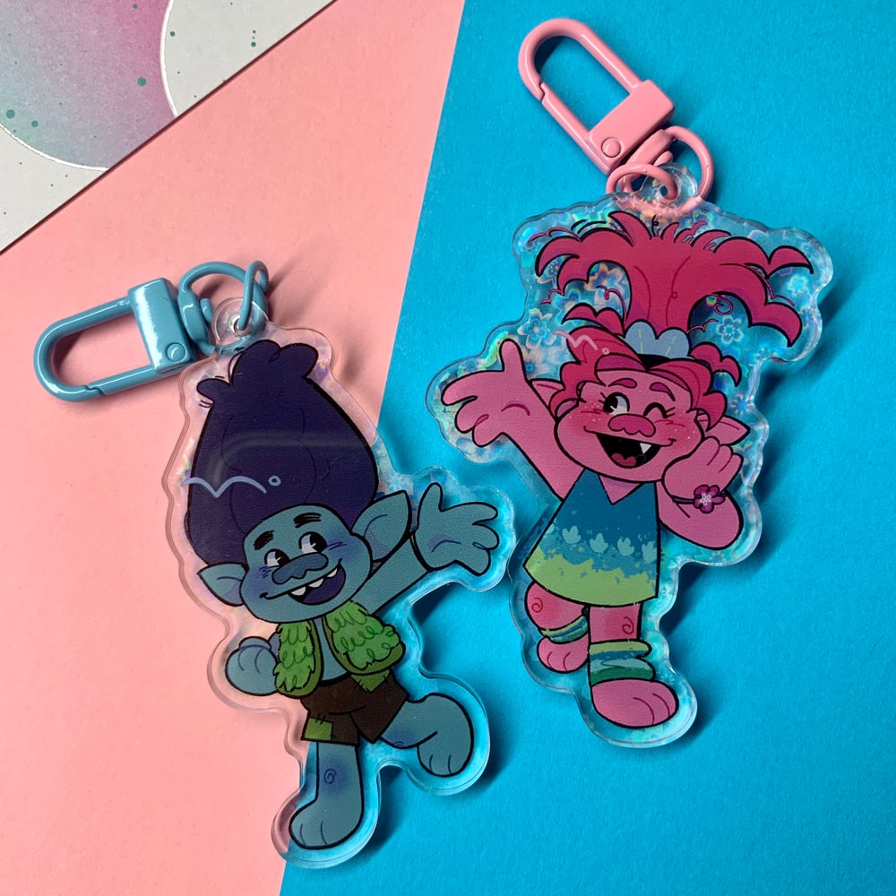 Image of branch and poppy 3" charms