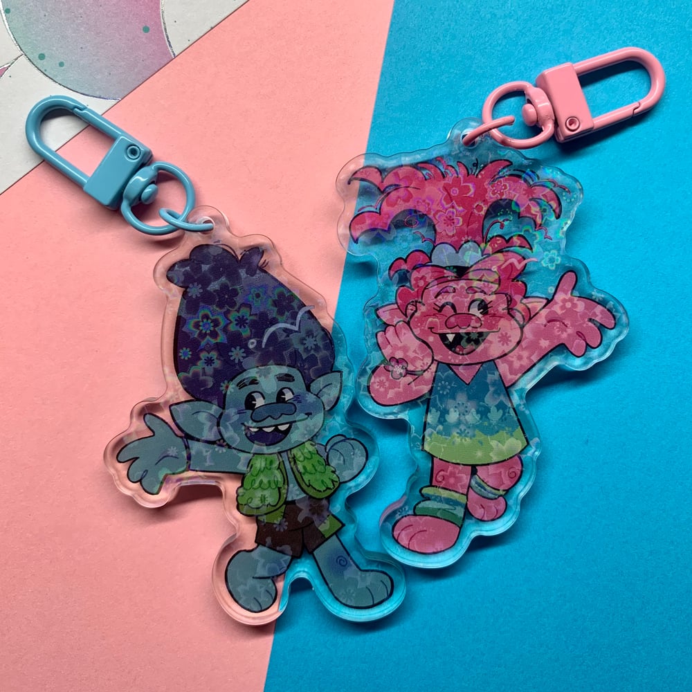 Image of branch and poppy 3" charms