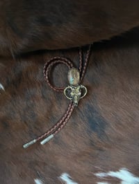Brass Skull Turquoise Bolo Tie