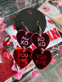 Image 1 of Drop hook Valentines heart earrings 