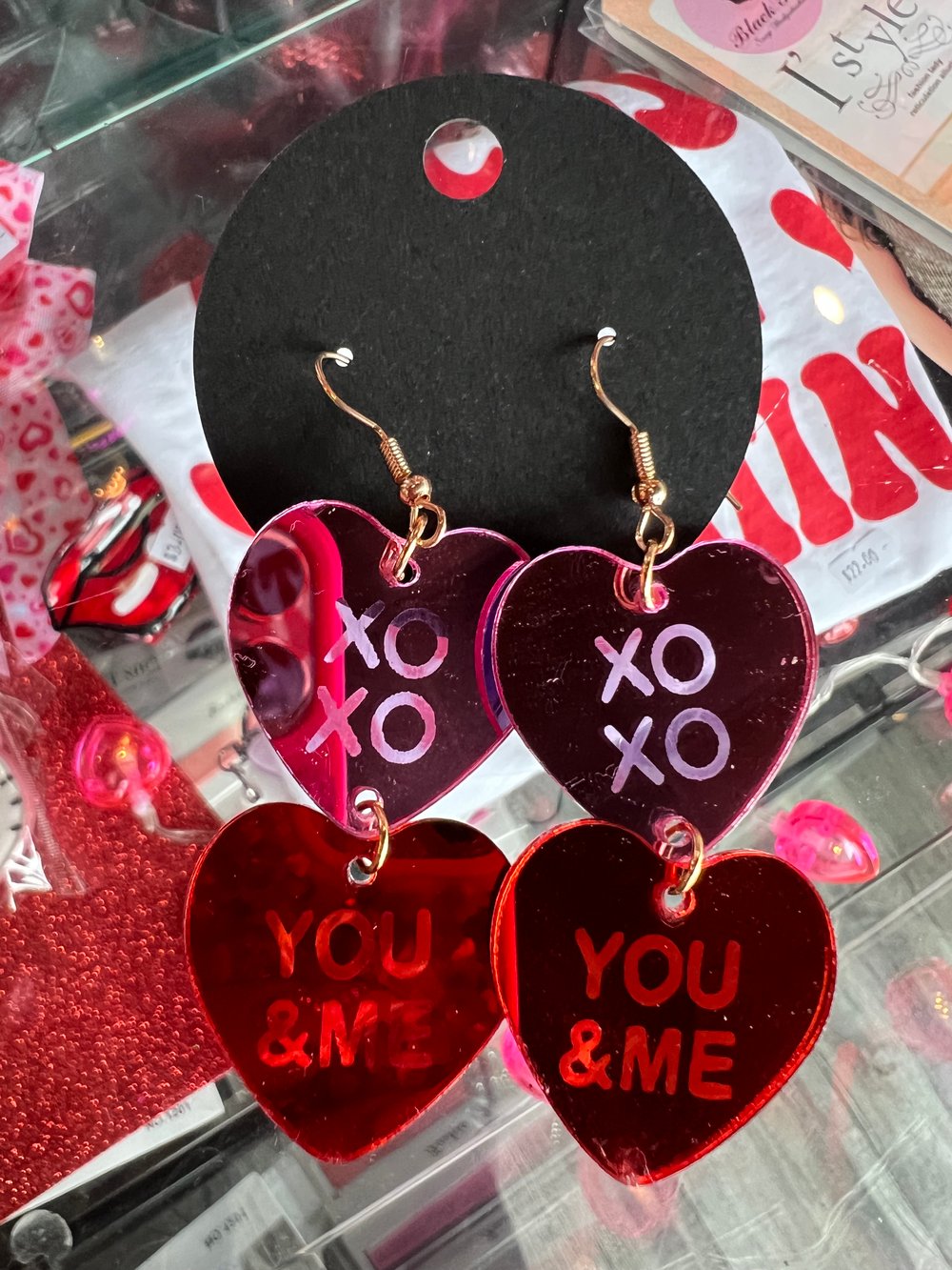 Drop hook Valentines heart earrings 