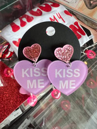 Image 2 of Kiss me purple earrings 