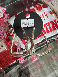 Image 1 of Rhinestone hoop heart earrings 