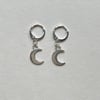 silver crescent moon huggie hoop earrings