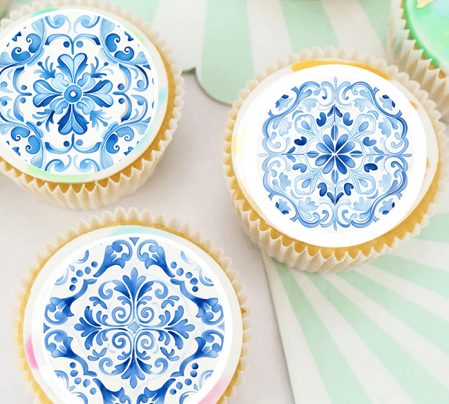 15 Pre-Cut Blue and white Italian/Positano Watercolour Tiles and Lemons Theme