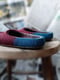 Image of BURGUNDY & BLUE felted wool slippers