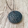 Storm Blue Textured Circle Ceramic Pendant/Necklace