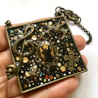 Image 3 of Metal Rocks Large Square Music Rocks Bronze Pendant * SAMPLE £25*