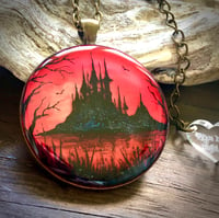 Image 1 of Vampire's Castle Hand Painted Red Resin Pendant