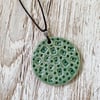 Jade Green Textured Circle Ceramic Pendant/Necklace