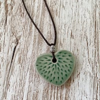 Image 1 of Jade Green Heart Ceramic Pendant/Necklace