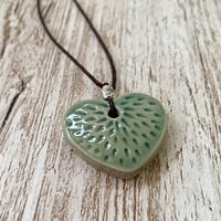 Image 2 of Jade Green Heart Ceramic Pendant/Necklace